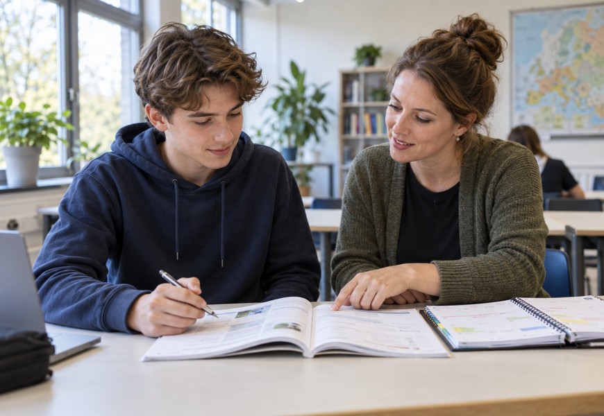 Leerling krijgt individuele begeleiding bij het studeren